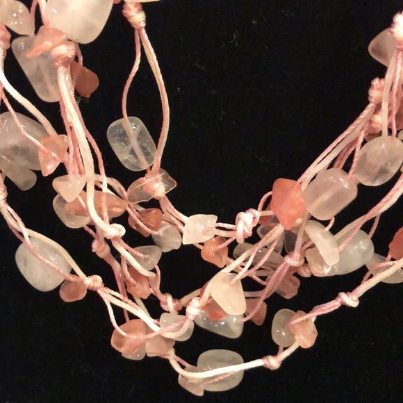 New Pink Seaglass and Bead Five Strand Necklace - Picture 2 of 6